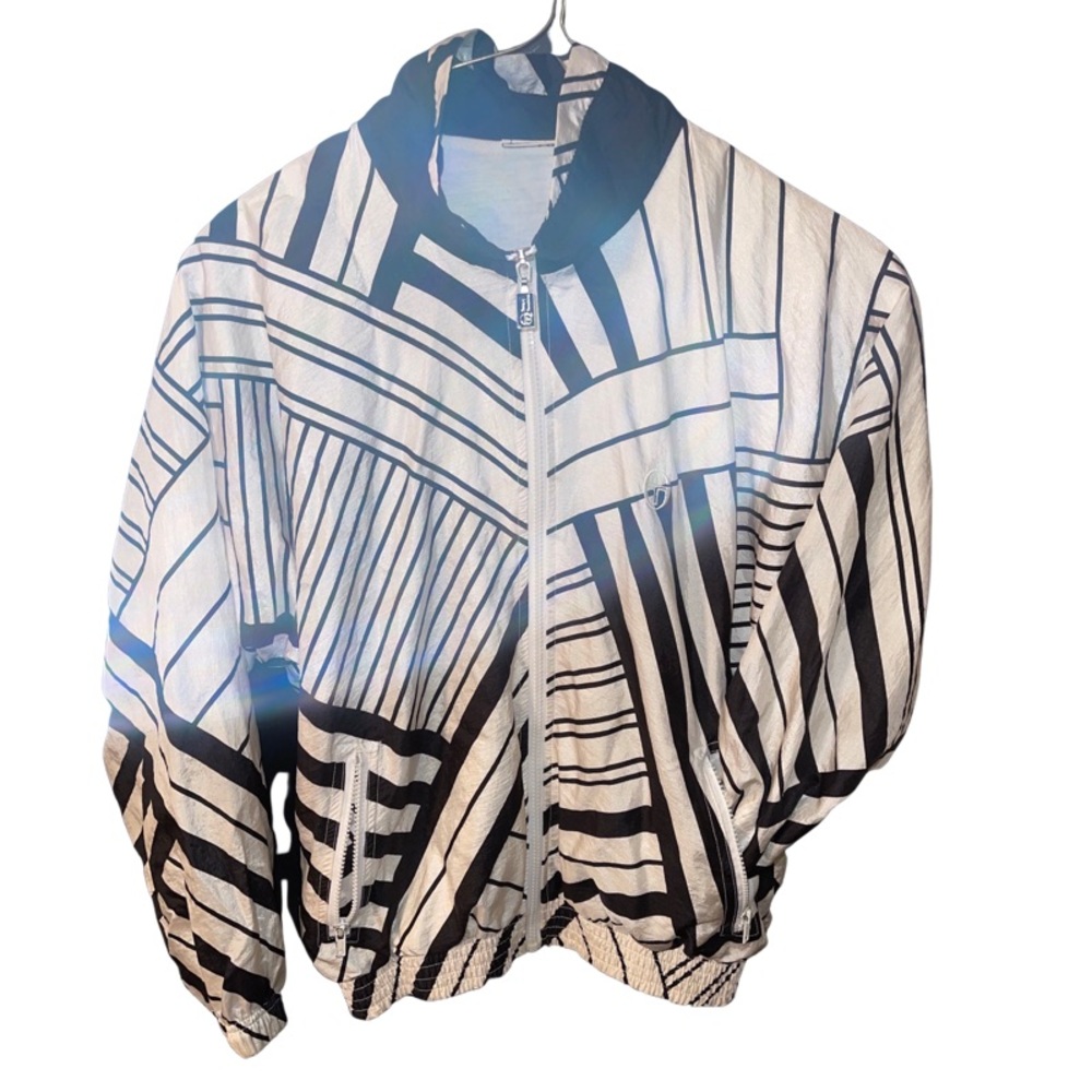 Vintage Sergio Tacchini 80’s Windbreaker: Full Zip:Women’s Size 8 : ZEBRA chic